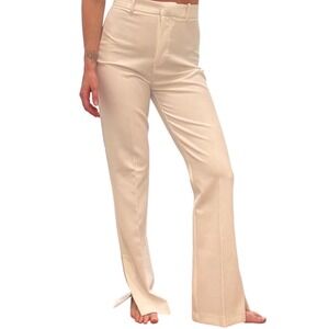 B8 Zara Wide Leg Split Hem Pants Cream White Tailored Trouser Womens Size S